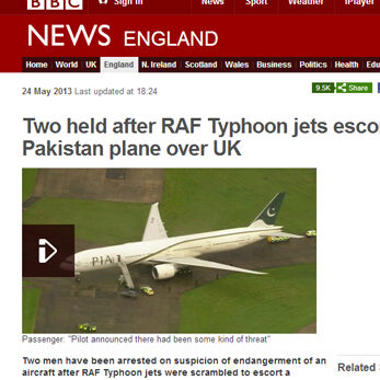 Two held after RAF Typhoon jets escort Pakistan plane over UK